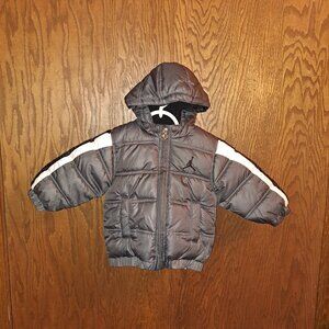 AIR JORDAN Jumpman Toddler Quilt Puffy Hoodie Zipper Coat Gray Sz 12 Months